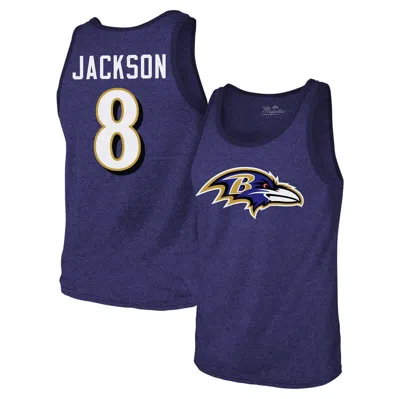 Majestic Threads Lamar Jackson Purple Baltimore Ravens Tri-blend Player Name & Number Tank Top