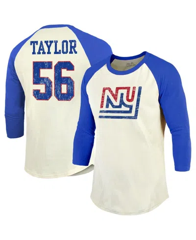 Majestic Threads Men's Lawrence Taylor Cream/red New York Giants Retired Player Name Number 3/4 Raglan Sleeve In Neutral