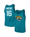 Majestic Threads Men's Trevor Lawrence Teal Jacksonville Jaguars Tri-blend Player Name Number Tank Top T-shir In Blue