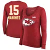 MAJESTIC MAJESTIC THREADS PATRICK MAHOMES RED KANSAS CITY CHIEFS SUPER BOWL LVIII SCOOP NAME & NUMBER TRI-BLE