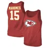MAJESTIC MAJESTIC THREADS PATRICK MAHOMES RED KANSAS CITY CHIEFS TRI-BLEND PLAYER NAME & NUMBER TANK TOP