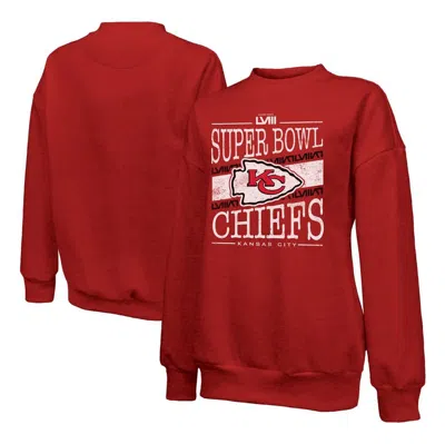 Majestic Threads  Red Kansas City Chiefs Super Bowl Lviii Primetime Tri-blend Pullover Sweatshirt