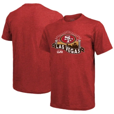 Majestic Threads Scarlet San Francisco 49ers Super Bowl Lviii Tri-blend T-shirt