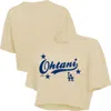 Majestic Threads Shohei Ohtani Cream Los Angeles Dodgers Boxy Crop Top In Neutral
