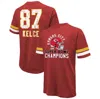 MAJESTIC MAJESTIC THREADS TRAVIS KELCE RED KANSAS CITY CHIEFS SUPER BOWL LVIII NAME & NUMBER OVERSIZED T-SHIR