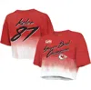 Majestic Threads Travis Kelce Red/white Kansas City Chiefs Super Bowl Lviii Dip-dye Player Name & Nu In Red