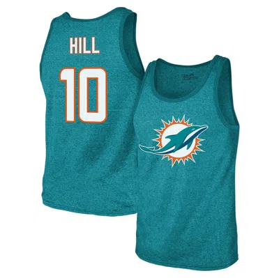 Majestic Threads Tyreek Hill Aqua Miami Dolphins Tri-blend Player Name & Number Tank Top