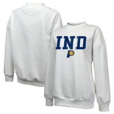 Majestic Threads White Indiana Pacers Classic Tri-blend Pullover Sweatshirt