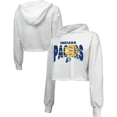 Majestic Threads  White Indiana Pacers Tri-blend Cropped Pullover Hoodie