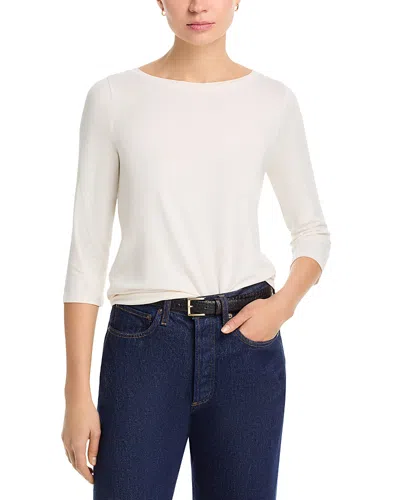 Majestic Three Quarter Sleeve Pleated Back Top In White