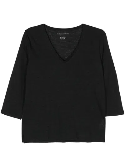 Majestic Three Quarter Sleeve Shirt In Black