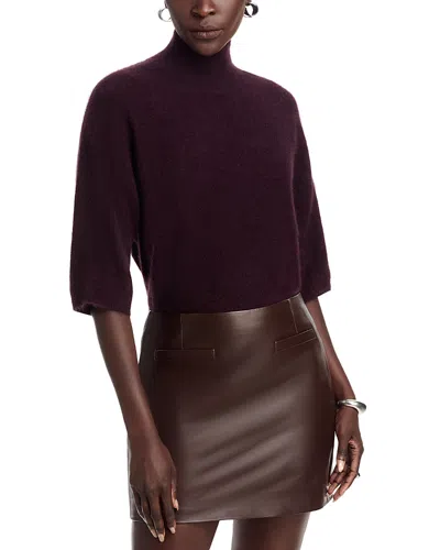 Majestic Three Quarter Sleeve Turtleneck Sweater In Purple