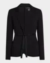 Majestic Tie-waist French Terry Blazer In Noir