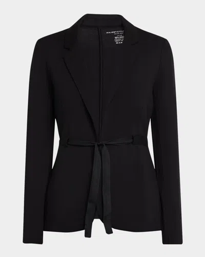 Majestic Tie-waist French Terry Blazer In Noir