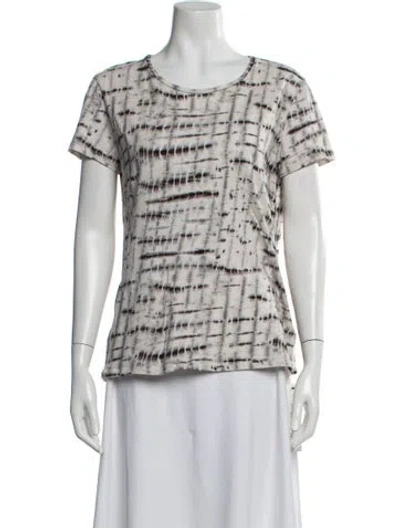 Pre-owned Majestic Tie-dye Print Crew Neck T-shirt In White