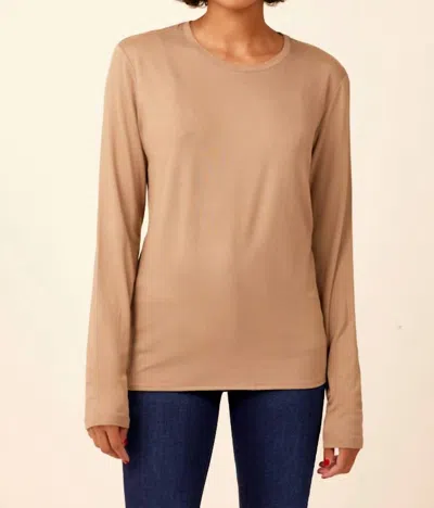 Majestic Touch Long Sleeve Semi Relaxed Crewneck In Cigare