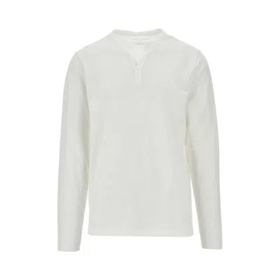 Majestic Tunisian Collar Linen Blend T-shirt In White