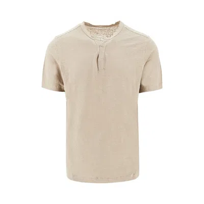 Majestic Tunisien Collar Linen T-shirt In Neutral