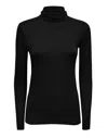 Majestic Cotton-cashmere Long Sleeve Turtleneck Top In Black