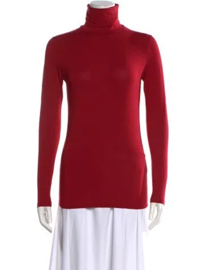 Pre-owned Majestic Turtleneck Long Sleeve Top In Red