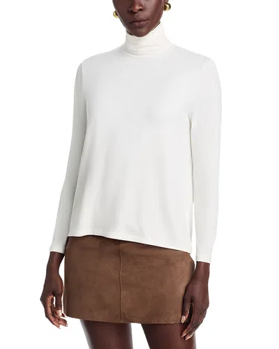 Majestic Soft Touch Pleated Long-sleeve Turtleneck In White