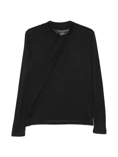 Majestic Twist-detail Long-sleeve Top In Black