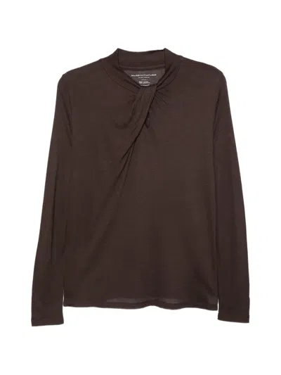 Majestic Twist-detail Long-sleeve T-shirt In Brown