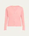 Majestic V-neck Button-down Long-sleeve Stretch-linen Cardigan In Bouton De Rose