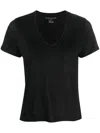 Majestic V-neck Linen T-shirt In Black