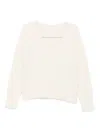 Majestic V-neck Long-sleeve Sweater In Neutral