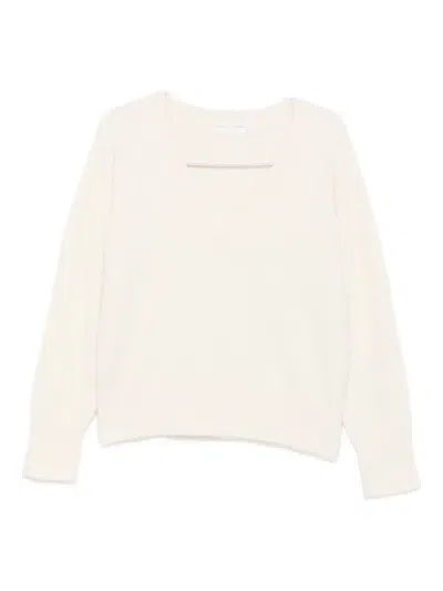 Majestic V-neck Long-sleeve Sweater In Neutral