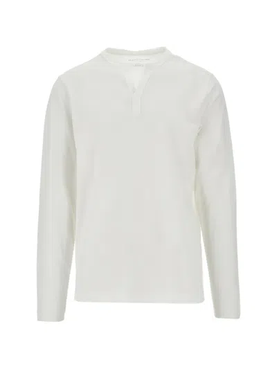Majestic V-neck Long-sleeved T-shirt In White