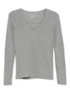 Majestic Heathered Grey Cashmere Blend Sweater In Gray