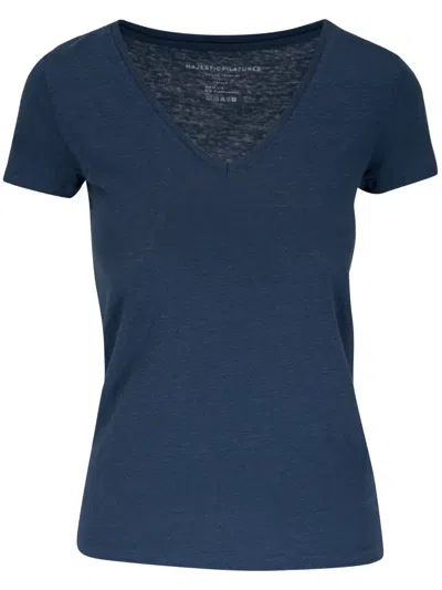 Majestic V-neck Short-sleeve T-shirt In Blue