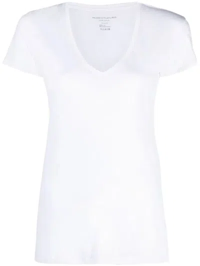 Majestic V-neck Short Sleeve T-shirt In White