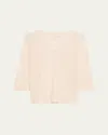 Majestic V-neck Stretch Linen Tee In Neutral