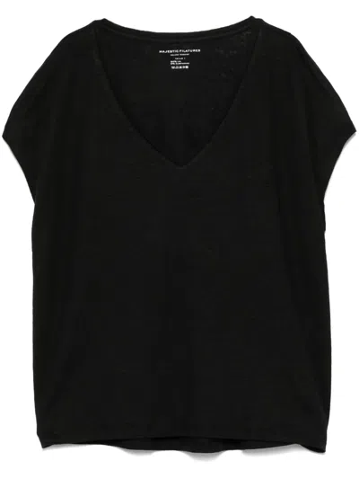 Majestic V-neck T-shirt In 黑色