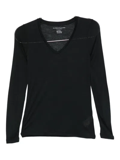 Majestic V-neck T-shirt In Black