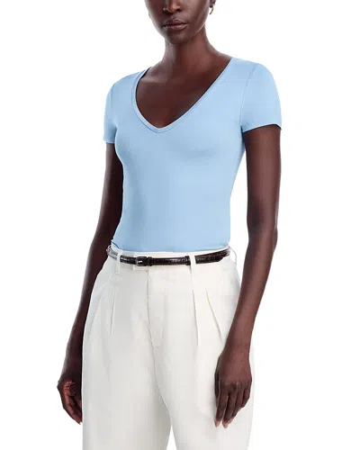 Majestic V-neck Tee In Blue