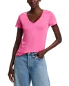 Majestic V-neck Short-sleeve Stretch Linen T-shirt In Candy Pink
