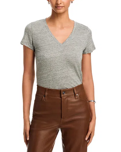 Majestic Filatures Stretch Linen Short Sleeve V-neck T-shirt In Gray