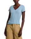 Majestic V-neck Short-sleeve Stretch Linen T-shirt In Ocean