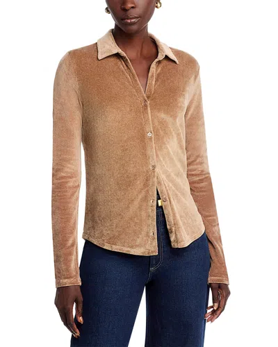 Majestic Velour Long Sleeve Shirt In Brown