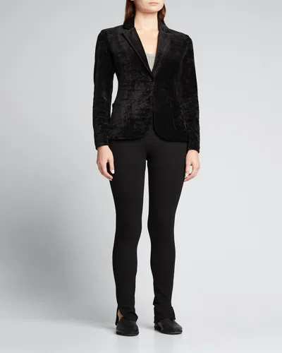 Majestic Velour One-button Blazer In Black