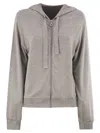 Majestic Raglan Sleeve Viscose Hoodie With Functional Zip Closure In Gray