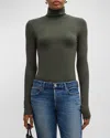 Majestic Viscose Jersey Turtleneck In Green