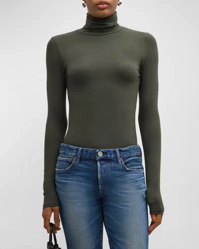 Majestic Viscose Jersey Turtleneck In 608 Forest