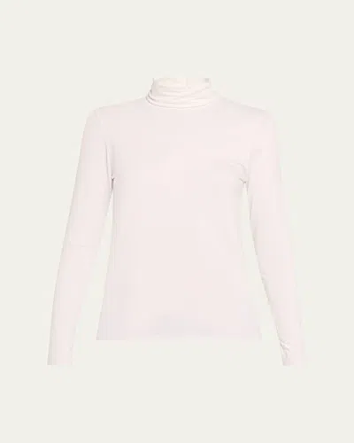 Majestic Viscose Jersey Turtleneck In Blanc