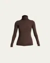 Majestic Turtleneck Viscose Jersey Sweater In Brown