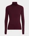 Majestic Viscose Jersey Turtleneck In Prune